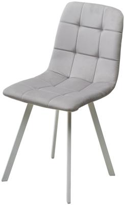 Стул М-СИТИ Стул РИЧИ, цвет H-09 Светло-серый, велюр / белый каркас арт. 688M05747