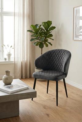 Стул М-СИТИ Стул ХИЛТ, цвет B28 Темно-серый, велюр / черный каркас арт. 635M06226