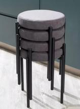 Стул М-СИТИ Табурет СТЭК штабилируемый B22 Серый, велюр / черный каркас, М-City арт. 635M06193