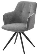 Стул М-СИТИ Стул НОРМАН 360 град., цвет BELLA-13/CYPRUS-10 серый, шенилл/замша / черный каркас арт. 472M06082