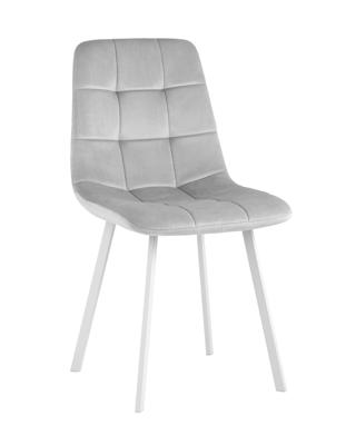 Стул Stool Group Стул Chilly велюр серебристый белые ножки арт. УТ000039636