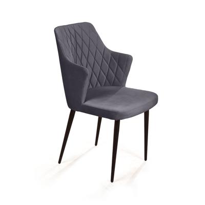 Стул Top concept Стул с подлокотниками Hunt ромб, бархат серый 27 / чёрный конус арт. -82153