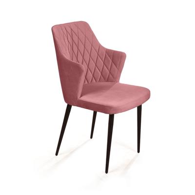 Стул Top concept Стул с подлокотниками Hunt ромб, бархат пудровый 15 / чёрный конус арт. 77499