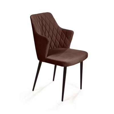 Стул Top concept Стул с подлокотниками Hunt ромб, бархат коричневый 12 / чёрный конус арт. 8934