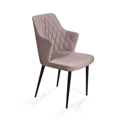 Стул Top concept Стул с подлокотниками Хант ромб, бархат пепельно-бежевый 25 / чёрный конус арт. 8939