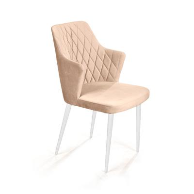 Стул Top concept Стул с подлокотниками Хант ромб, бархат бежевый 5 / белый конус арт. 14041