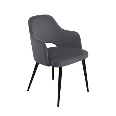 Стул Top concept Стул Вильям с подлокотниками, бархат серый 27/ черный конус арт. 0000004608600000036177000000875