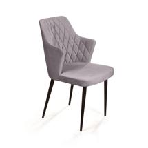 Стул Top concept Стул с подлокотниками Hunt ромб, бархат светло-серый 26 / чёрный конус арт. 83016