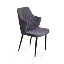 Стул Top concept Стул с подлокотниками Hunt ромб, бархат серый 27 / чёрный конус арт. 8838