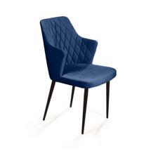 Стул Top concept Стул с подлокотниками Hunt ромб, бархат синий 29 / чёрный конус арт. 8941