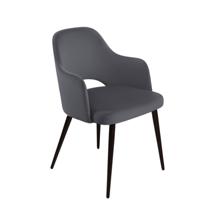 Стул Top concept Стул Вильям с подлокотниками, бархат серый 27/ черный конус арт. 0000004608600000036177000000875