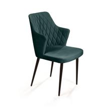 Стул Top concept Стул с подлокотниками Хант ромб, бархат зелёный 19 / чёрный конус арт. 8938