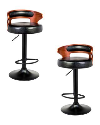 Стул барный DOBRIN Набор 2 шт Стул барный DOBRIN FRED BLACK, коричневое дерево, чёрный арт. LMZ-1018-N_B-M_EL-brown
