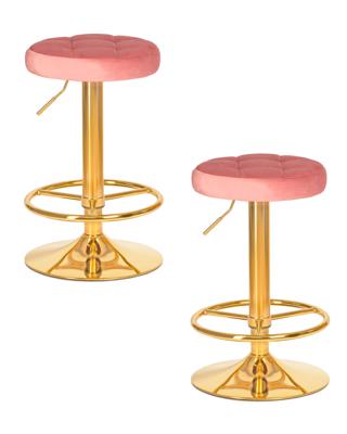 Стул барный DOBRIN Набор 2 шт Табурет барный DOBRIN BRUNO GOLD, пудрово-розовый велюр (MJ9-32) арт. LM-5008-N_G-M_V-MJ9-32