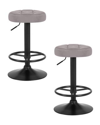 Стул барный DOBRIN Набор 2 шт Табурет барный DOBRIN BRUNO BLACK, серый велюр (MJ9-75) арт. LM-5008-N_B-M_V-MJ9-75