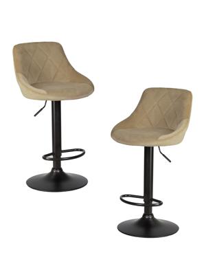 Стул барный DOBRIN Набор 2 шт Стул барный DOBRIN LOGAN BLACK, мокко велюр (MJ9-9) арт. LM-5007-N_B-M_V-MJ9-9