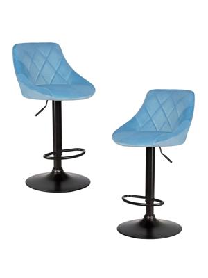 Стул барный DOBRIN Набор 2 шт Стул барный DOBRIN LOGAN BLACK, пудрово-голубой велюр (MJ9-74) арт. LM-5007-N_B-M_V-MJ9-74