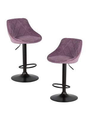 Стул барный DOBRIN Набор 2 шт Стул барный DOBRIN LOGAN BLACK, пудрово-сиреневый велюр (MJ9-52) арт. LM-5007-N_B-M_V-MJ9-52