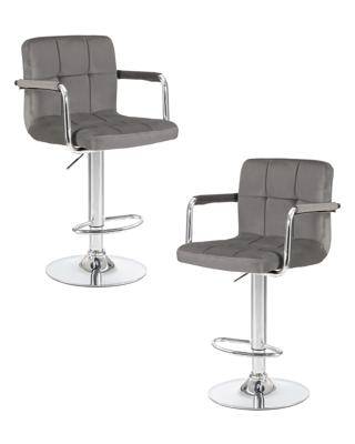 Стул барный DOBRIN Набор 2 шт Стул барный DOBRIN KRUGER ARM, серый велюр (MJ9-75) арт. LM-5011-N_CH-M_V-MJ9-75