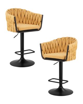 Стул барный DOBRIN Набор 2 шт Стул барный DOBRIN LEON, жёлтая ткань (LAR 275-8) арт. LM-9690-N_B-M_TT-LAR-275-8