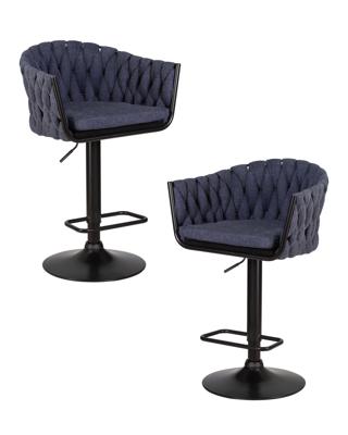 Стул барный DOBRIN Набор 2 шт Стул барный DOBRIN LEON, синяя ткань (LAR-275-29) арт. LM-9690-N_B-M_TT-LAR-275-29