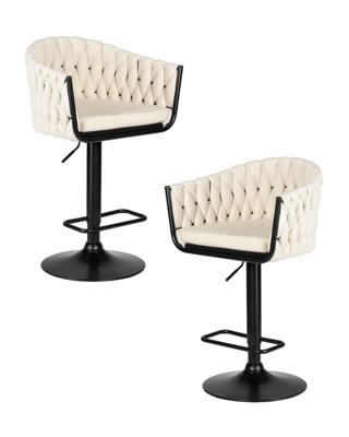 Стул барный DOBRIN Набор 2 шт Стул барный DOBRIN LEON, кремовая ткань (LAR 275-33) арт. LM-9690-N_B-M_TT-LAR-275-33