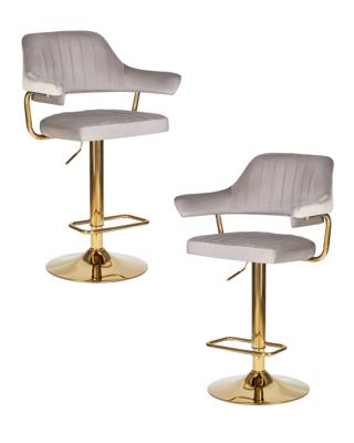 Стул барный DOBRIN Набор 2 шт Стул барный DOBRIN CHARLY GOLD, серый велюр (MJ9-75) арт. LM-5019-N_G-M_V-MJ9-75