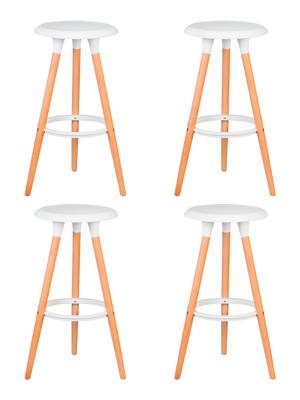 Стул барный DOBRIN Набор 4 шт Табурет барный DOBRIN ROYCE, ножки светлый бук, цвет белый (W-02) арт. LMZL-PP652-N_LB-MTR_P-W-02