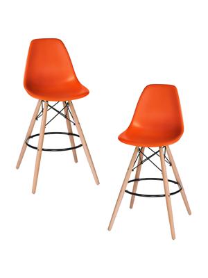 Стул барный DOBRIN Набор 2 шт Стул барный DOBRIN DSW BAR, ножки светлый бук, цвет сиденья оранжевый (O-02) арт. LMZL-PP638G-N_MTR_P-O-02