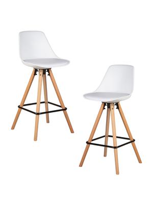 Стул барный DOBRIN Набор 2 шт Стул полубарный DOBRIN RONNI, ножки светлый бук, белый (ZL-W-02) арт. LMZL-PP759A-1-N_LB-MTR_EL-ZL-W-02