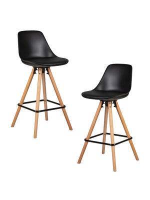 Стул барный DOBRIN Набор 2 шт Стул полубарный DOBRIN RONNI, ножки светлый бук, черный (B-03) арт. LMZL-PP759A-1-N_LB-MTR_EL-B-03