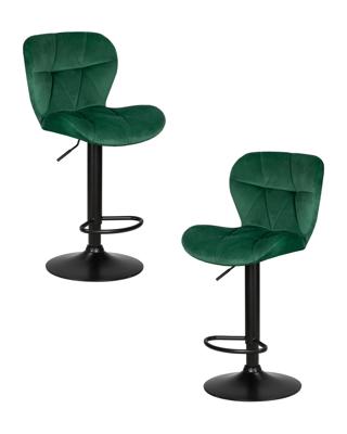 Стул барный DOBRIN Набор 2 шт Стул барный DOBRIN BARNY BLACK, зеленый велюр (MJ9-88) арт. LM-5022-N_B-M_V-MJ9-88