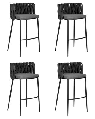 Стул барный DOBRIN Набор 4 шт Стул барный DOBRIN AMELIA, серая ткань (F-48), темно-серый винтажный PU (MF-12) арт. LMN-1538-N_B-M_CL-F-48