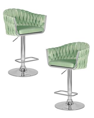 Стул барный DOBRIN Набор 2 шт Стул барный DOBRIN MARCEL, пудрово-мятный велюр (MJ9-87) арт. LM-9692-N_CH-M_V-MJ9-87