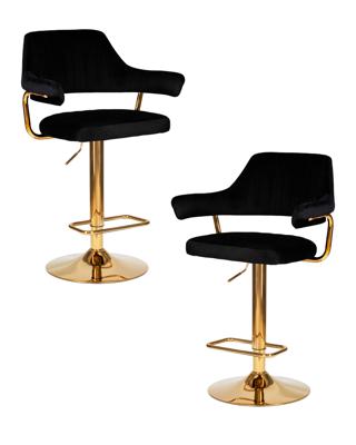 Стул барный DOBRIN Набор 2 шт Стул барный DOBRIN CHARLY GOLD, черный велюр (MJ9-101) арт. LM-5019-N_G-M_V-MJ9-101
