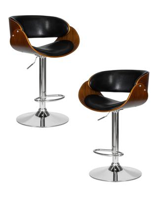 Стул барный DOBRIN Набор 2 шт Стул барный DOBRIN JOHN, цвет сиденья черный глянец PU ABD 002 арт. LMZ-6044-N_CH-M_EL-ABD-002