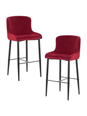 Стул барный DOBRIN Набор 2 шт Стул барный DOBRIN CHRISTIAN'75, черные ножки, бордовый велюр (V108-85) арт. LML-8297-N_B-M_V-V108-85