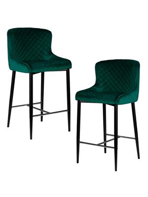 Стул барный DOBRIN Набор 2 шт Стул барный DOBRIN CHRISTIAN'75, черные ножки, зеленый велюр (V108-64) арт. LML-8297-N_B-M_V-V108-64