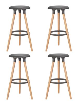 Стул барный DOBRIN Набор 4 шт Табурет барный DOBRIN ROYCE, ножки светлый бук, цвет темно-серый (GR-04) арт. LMZL-PP652-N_LB-MTR_P-GR-04