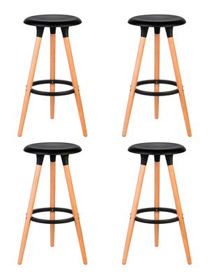 Стул барный DOBRIN Набор 4 шт Табурет барный DOBRIN ROYCE, ножки светлый бук, цвет чёрный (B-03) арт. LMZL-PP652-N_LB-MTR_P-B-03