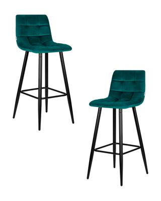 Стул барный DOBRIN Набор 2 шт Стул барный DOBRIN NICOLE, черные матовые ножки, морской волны велюр (108-119) арт. LML-8078-N_B-M_V-108-119