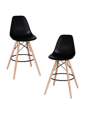 Стул барный DOBRIN Набор 2 шт Стул барный DOBRIN DSW BAR, ножки светлый бук, цвет сиденья чёрный (B-03) арт. LMZL-PP638G-N_LB-MTR_P-B-03