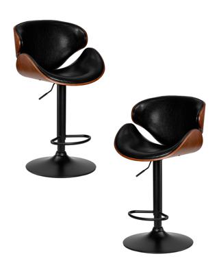 Стул барный DOBRIN Набор 2 шт Стул барный DOBRIN KARTER BLACK, коричневый орех дерево (BWW), черный PU арт. LMZ-4905-N_B-M_EL-black