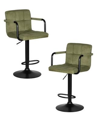 Стул барный DOBRIN Набор 2 шт Стул барный DOBRIN KRUGER ARM BLACK, зеленый вельвет (LAR-E2041-7) арт. LM-5011-N_B-M_VV-LAR-E2041-7