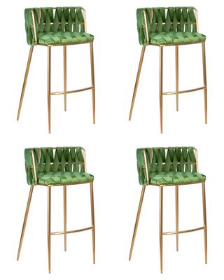 Стул барный DOBRIN Набор 4 шт Стул барный DOBRIN EMMA GOLD, зеленый велюр (VF-08) арт. LMN-1538-N_G-M_V-VF-08