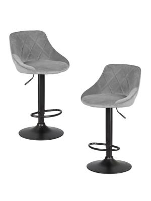 Стул барный DOBRIN Набор 2 шт Стул барный DOBRIN LOGAN BLACK, серый велюр (MJ9-75) арт. LM-5007-N_B-M_V-MJ9-75