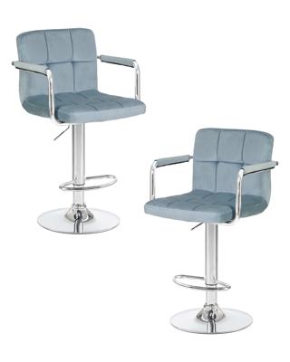 Стул барный DOBRIN Набор 2 шт Стул барный DOBRIN KRUGER ARM, пудрово-голубой велюр (MJ9-74) арт. LM-5011-N_CH-M_V-MJ9-74