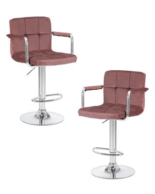 Стул барный DOBRIN Набор 2 шт Стул барный DOBRIN KRUGER ARM, пудрово-розовый велюр (MJ9-32) арт. LM-5011-N_CH-M_V-MJ9-32
