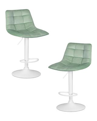 Стул барный DOBRIN Набор 2 шт Стул барный DOBRIN TAILOR WHITE, пудрово-мятный велюр (MJ9-87) арт. LM-5017-N_W-M_V-MJ9-87