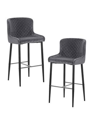 Стул барный DOBRIN Набор 2 шт Стул барный DOBRIN CHRISTIAN'75, черные ножки, темно-серый велюр (V108-91) арт. LML-8297-N_B-M_V-V108-91